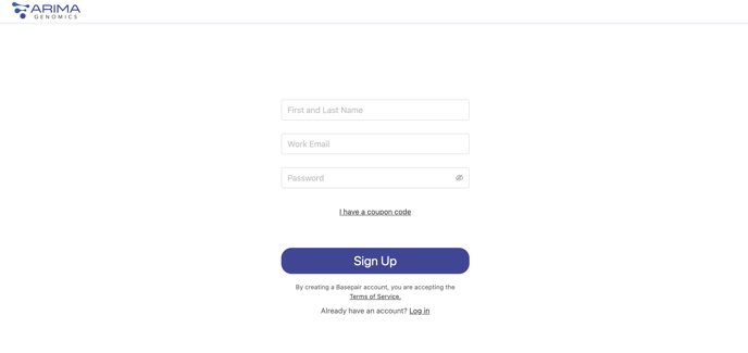 Arima Portal Signup Page
